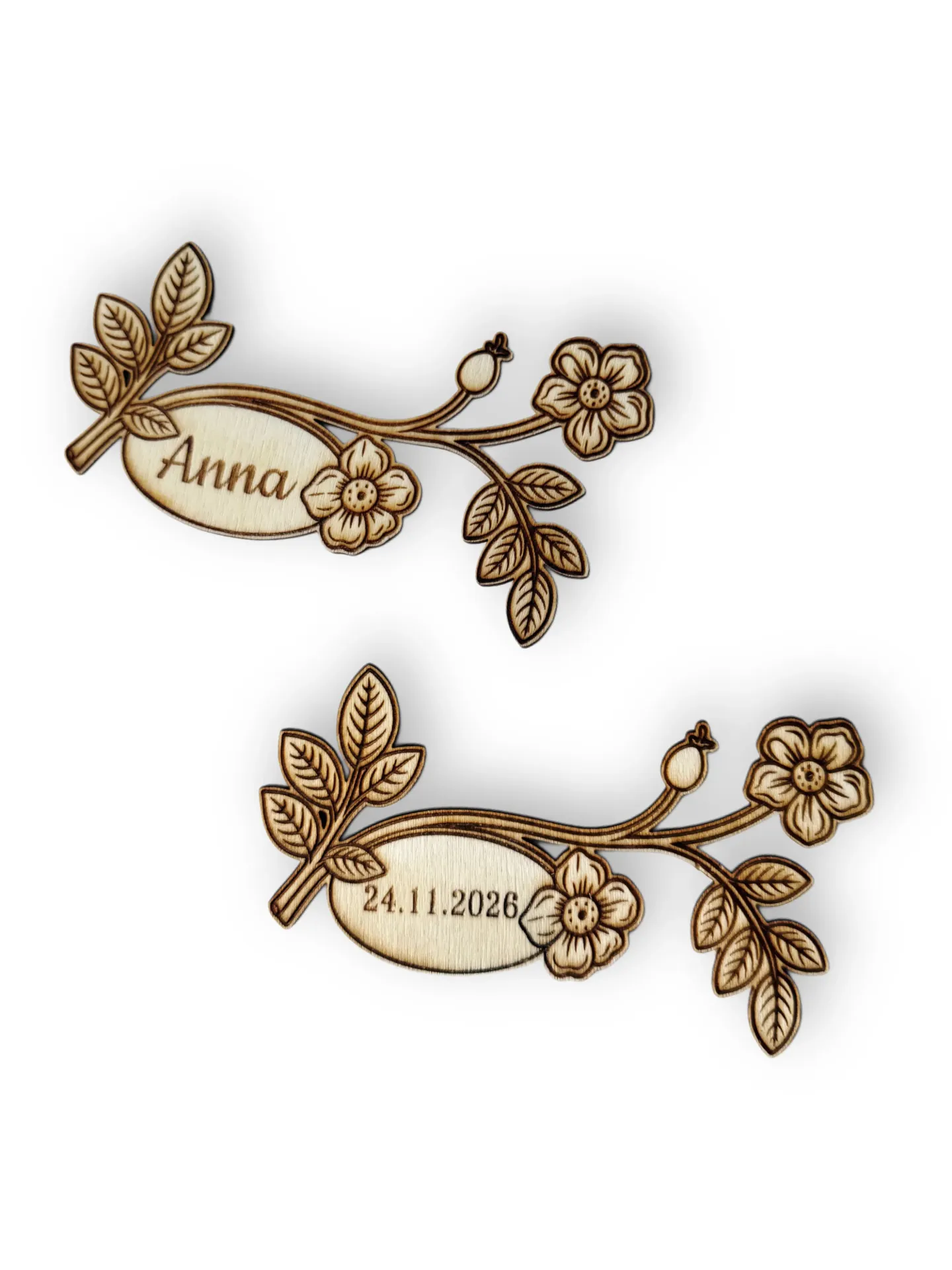 Naamkaartjes bloem - hout