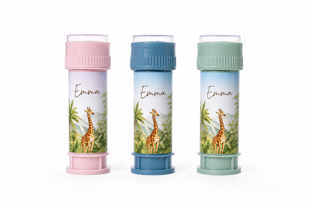 Bellenblaas met sticker (Roze, Giraffe)